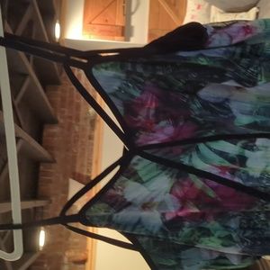 Lane Bryant Floral Chiffon Maxi Dress 26 adjustable straps.